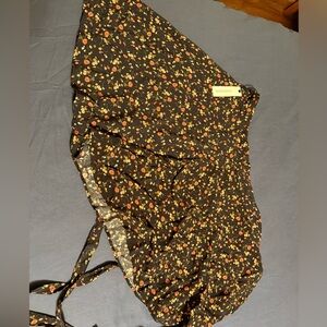 Olivaceous Black Floral Wrap Ruffle Mini Skirt NWT